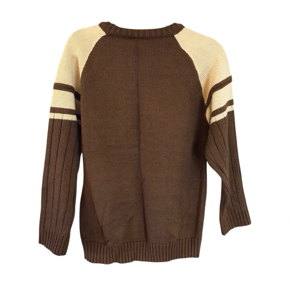 NWT VTG‎ Southpole Men's Crewneck Knit Brown Tan Sweater Embroidered Sz M Y2K